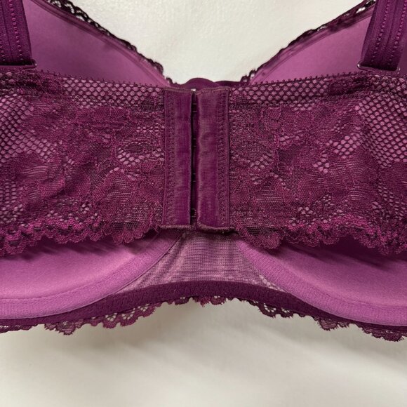 Torrid Curve Pushup Plunge XO Corset Bra 46C Magenta Berry Lace Underwire Padded - Picture 4 of 13